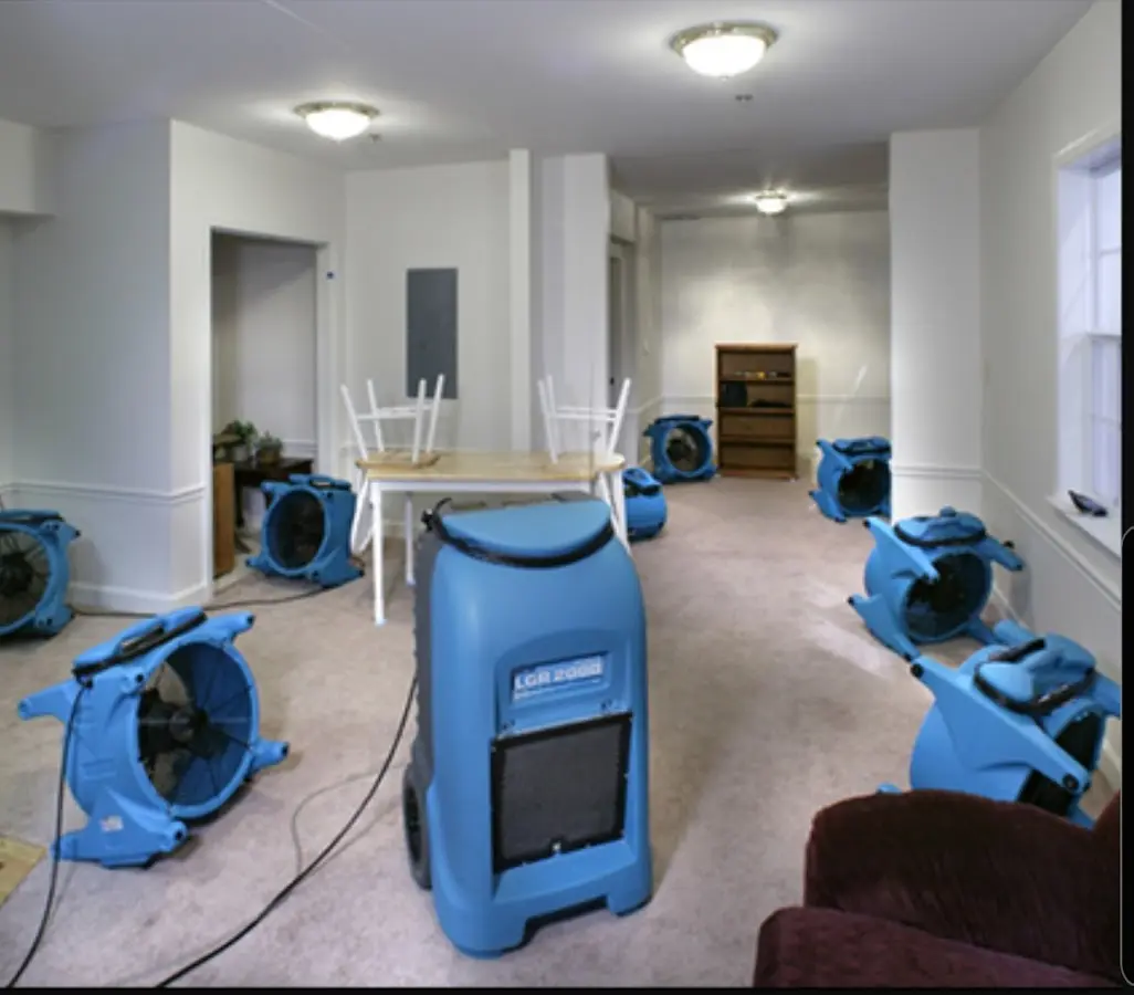 Air movers and dehumidifier setup for Water Damage Restoration in Ashland City
